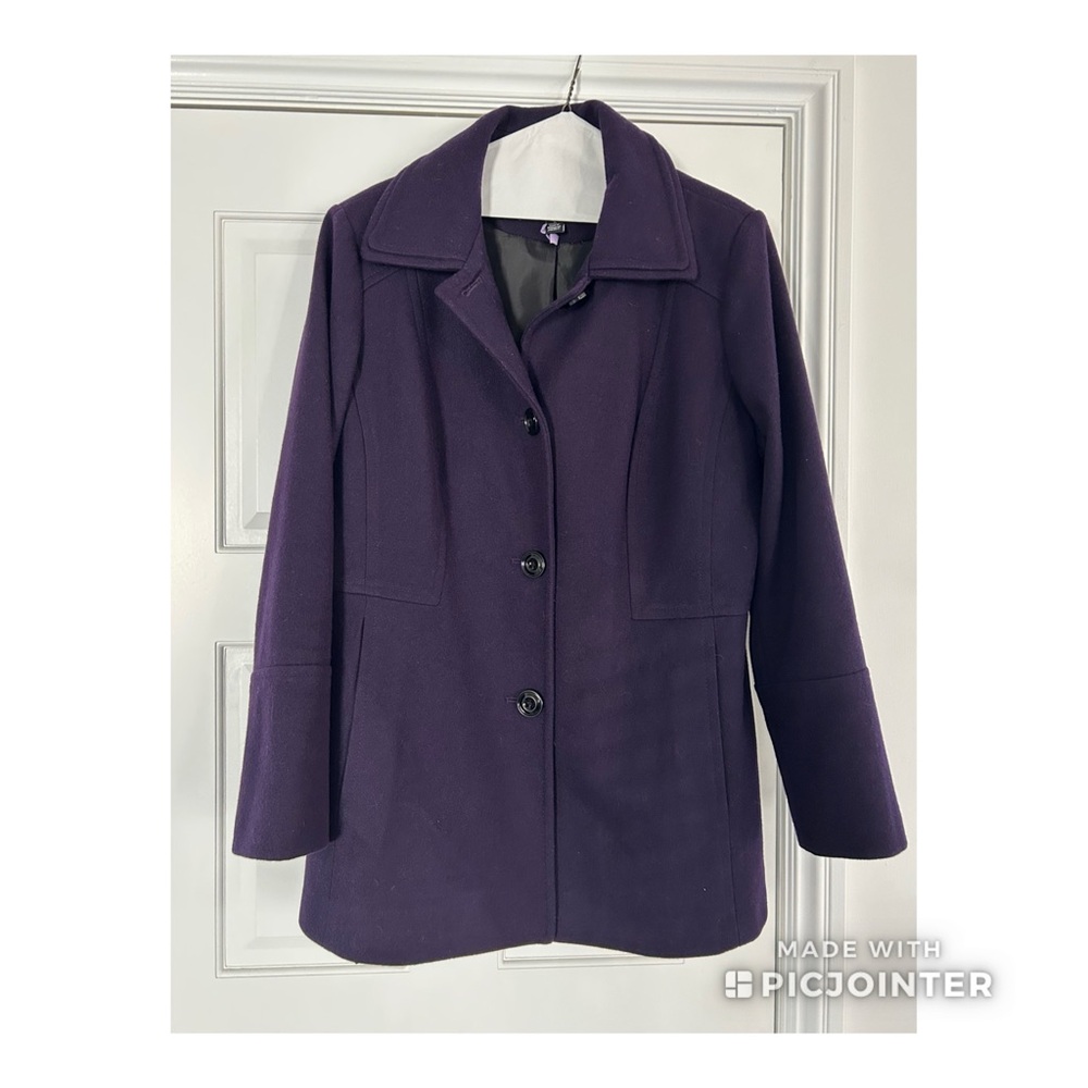 London Fog sz Large dark purple wool pea coat